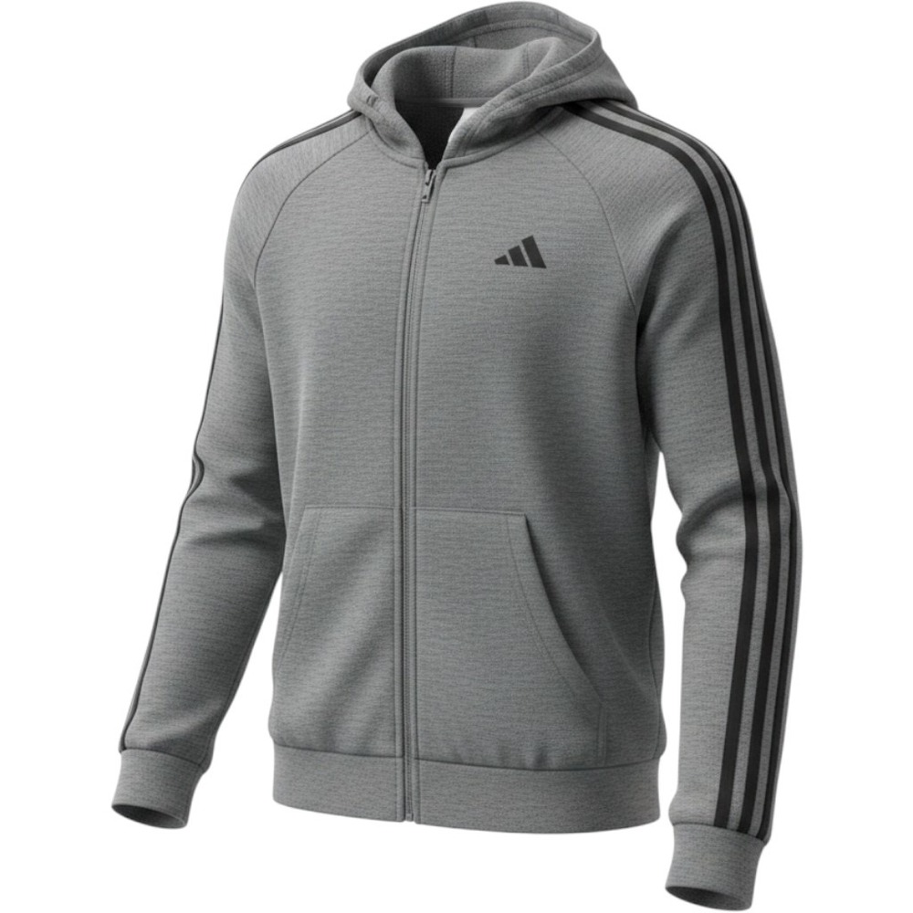 Adidas Boys Gray Space Dye Full Zip Hoodie Sweatshirt Size M 10/12 Three Stripe